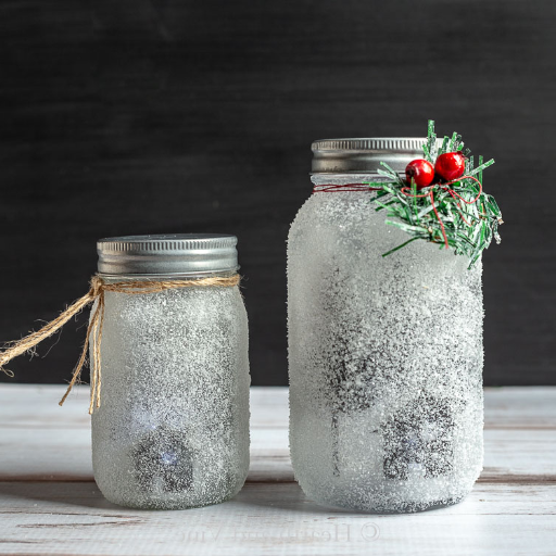 Decorated mason jar luminaries